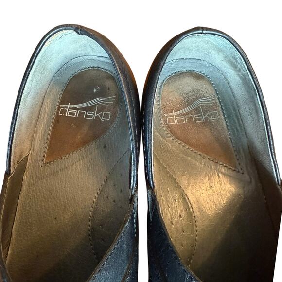 Dansko Women's Black Leather Solstice Clog Comfort Slip On - Size 39 - Picture 6 of 9